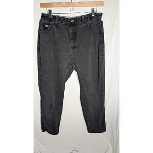 Lee Womens Vintage High Rise Tapered Leg Jeans 16P 90s Black Elastic Waist